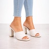 image:imageWomens Chunky High Heel Mules Peep Toe Slide Sandals ShoesWhite