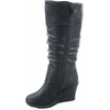 image:imageTOP Moda Pure65 Womens Fashion Round Toe Slouch Buckle Wedge Mid Calf Boot Shoes  Wedge bootsBlack