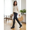 image:imageTOP Moda Pure65 Womens Fashion Round Toe Slouch Buckle Wedge Mid Calf Boot Shoes  Wedge bootsBlack