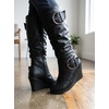 image:imageTOP Moda Pure65 Womens Fashion Round Toe Slouch Buckle Wedge Mid Calf Boot Shoes  Wedge bootsBlack