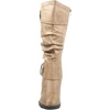 image:imageTOP Moda Pure65 Womens Fashion Round Toe Slouch Buckle Wedge Mid Calf Boot Shoes  Wedge bootsCognac