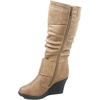 image:imageTOP Moda Pure65 Womens Fashion Round Toe Slouch Buckle Wedge Mid Calf Boot Shoes  Wedge bootsCognac