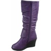 image:imageTOP Moda Pure65 Womens Fashion Round Toe Slouch Buckle Wedge Mid Calf Boot Shoes  Wedge bootsPurple Pu