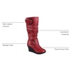 image:imageTOP Moda Pure65 Womens Fashion Round Toe Slouch Buckle Wedge Mid Calf Boot Shoes  Wedge bootsRed