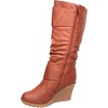 image:imageTOP Moda Pure65 Womens Fashion Round Toe Slouch Buckle Wedge Mid Calf Boot Shoes  Wedge bootsTan