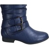image:imageTOP Moda Womens Coco20 Knee High Round Toe Buckle Slouched Riding Flat BootsNavy Blue