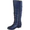 image:imageTOP Moda Womens Coco20 Knee High Round Toe Buckle Slouched Riding Flat BootsNavy Blue