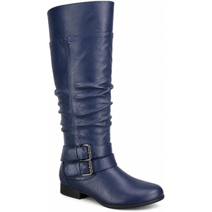 image:imageTOP Moda Womens Coco20 Knee High Round Toe Buckle Slouched Riding Flat BootsNavy Blue