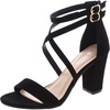 image:imageTOP Moda Over the Toe Cross Strap Block Heel Open Toe Dress SandalBlack