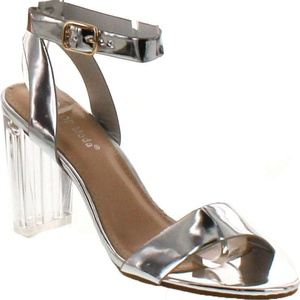 image:imageTOP Moda Over the Toe Cross Strap Block Heel Open Toe Dress SandalSilver1