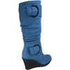 image:imageTOP Moda Pure65 Womens Fashion Round Toe Slouch Buckle Wedge Mid Calf Boot ShoesDenim Blue
