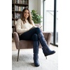 image:imageTOP Moda Pure65 Womens Fashion Round Toe Slouch Buckle Wedge Mid Calf Boot ShoesNavy Blue