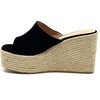 image:imageTOP Moda Women Open Toe High Wedge Jute Espadrille Slip on Slide SandalsBlack Nub