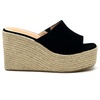 image:imageTOP Moda Women Open Toe High Wedge Jute Espadrille Slip on Slide SandalsBlack Nub