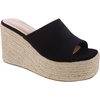 image:imageTOP Moda Women Open Toe High Wedge Jute Espadrille Slip on Slide SandalsBlack Nub