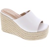 image:imageTOP Moda Women Open Toe High Wedge Jute Espadrille Slip on Slide SandalsWhite Pu