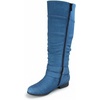 image:imageTOP Moda Womens Coco20 Knee High Round Toe Buckle Slouched Riding Flat BootsDenim Blue
