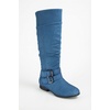 image:imageTOP Moda Womens Coco20 Knee High Round Toe Buckle Slouched Riding Flat BootsDenim Blue