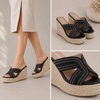 image:imageTOP Moda Womens Wedge Platform Sandals Espadrilles Slip On Summer Slide SandalsBlack Pu