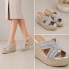 image:imageTOP Moda Womens Wedge Platform Sandals Espadrilles Slip On Summer Slide SandalsSilver Metallic