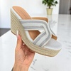 image:imageTOP Moda Womens Wedge Platform Sandals Espadrilles Slip On Summer Slide SandalsWhite Pu