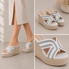 image:imageTOP Moda Womens Wedge Platform Sandals Espadrilles Slip On Summer Slide SandalsWhite Pu