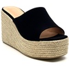 image:imageTOP Moda Women Open Toe High Wedge Jute Espadrille Slip on Slide SandalsBlack Nub