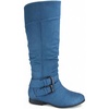 image:imageTOP Moda Womens Coco20 Knee High Round Toe Buckle Slouched Riding Flat BootsDenim Blue