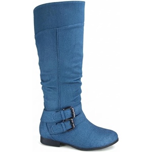 image:imageTOP Moda Womens Coco20 Knee High Round Toe Buckle Slouched Riding Flat BootsDenim Blue