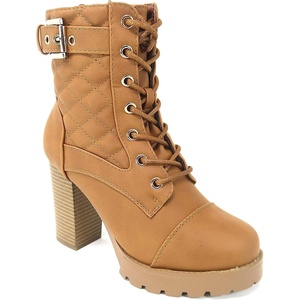image:imageTOP Moda Womens Lace Up Chunkly Heel Ankle BootsMtan