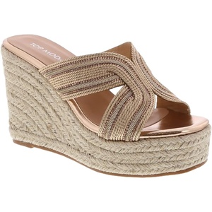 image:imageTOP Moda Womens Wedge Platform Sandals Espadrilles Slip On Summer Slide SandalsRose Gold Metallic