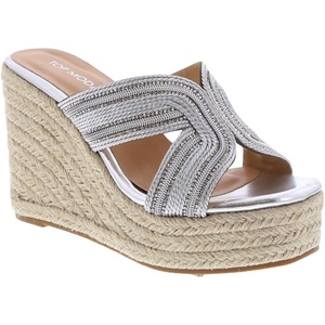 image:imageTOP Moda Womens Wedge Platform Sandals Espadrilles Slip On Summer Slide SandalsSilver Metallic