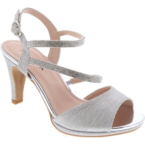 image:imageWomens Open Toe Formal Rhinestone Heel Sandal Ankle StrapSilver Glitter