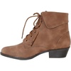 image:imageTOP Moda EC89 Womens Foldover Lace Up Low Chunky Heel Ankle BootiesBrown Nb