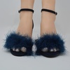 image:imageTOP Moda Women Chunky Heels Ankle Strap Sandals with Fur KONNER30 BLUE 10