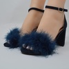 image:imageTOP Moda Women Chunky Heels Ankle Strap Sandals with Fur KONNER30 BLUE 10