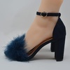 image:imageTOP Moda Women Chunky Heels Ankle Strap Sandals with Fur KONNER30 BLUE 10