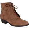 image:imageTOP Moda EC89 Womens Foldover Lace Up Low Chunky Heel Ankle BootiesBrown Nb