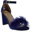 image:imageTOP Moda Konner 30 Womens Feather Chunky Heel Sandals Dark Royal Blue 85