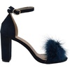 image:imageTOP Moda Women Chunky Heels Ankle Strap Sandals with Fur KONNER30 BLUE 10