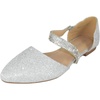 image:imageTOP Moda Women Shoes Flats Glitter Pointed Toe Dress Flats with Rhinestone Strap Elegant SlipOn Sparkle Lennon5Silver