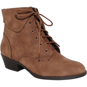 image:imageTOP Moda EC89 Womens Foldover Lace Up Low Chunky Heel Ankle BootiesBrown Nb