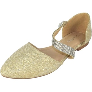 image:imageTOP Moda Women Shoes Flats Glitter Pointed Toe Dress Flats with Rhinestone Strap Elegant SlipOn Sparkle Lennon5Gold