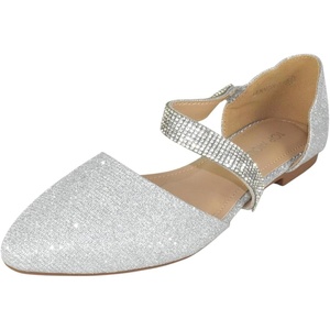 image:imageTOP Moda Women Shoes Flats Glitter Pointed Toe Dress Flats with Rhinestone Strap Elegant SlipOn Sparkle Lennon5Silver